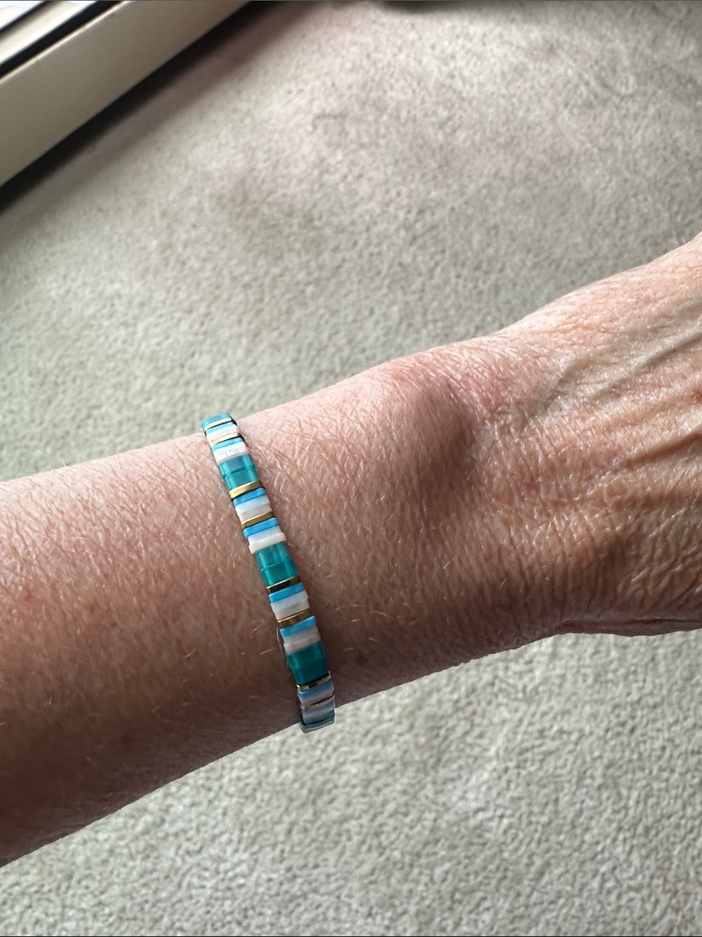 Turquoise Tile Stretch Bracelet - Women Jewelry